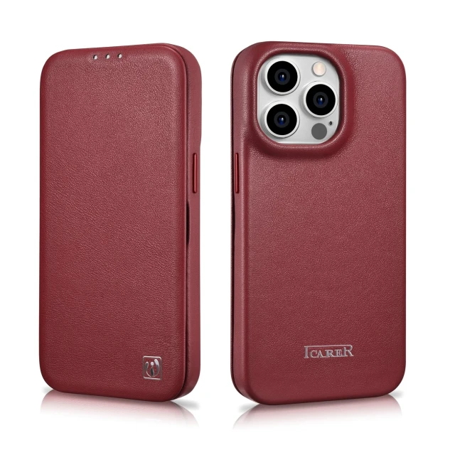 Чехол iCarer CE Premium Leather Folio Case для iPhone 14 Pro Red with MagSafe (WMI14220714-RD)