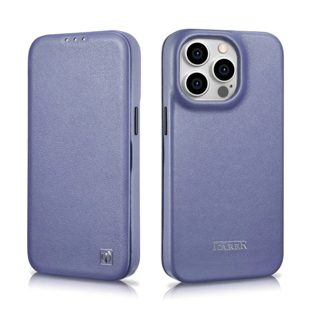 Чехол iCarer CE Premium Leather Folio Case для iPhone 14 Pro Light Purple with MagSafe (WMI14220714-LP)