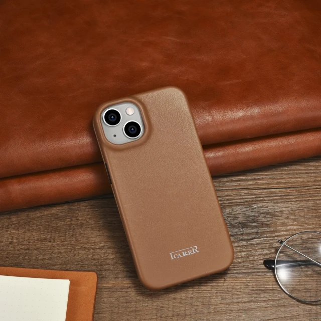 Чохол iCarer CE Premium Leather Folio Case для iPhone 14 Plus Brown with MagSafe (WMI14220715-BN)