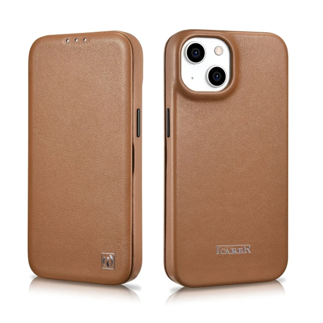 Чохол iCarer CE Premium Leather Folio Case для iPhone 14 Plus Brown with MagSafe (WMI14220715-BN)