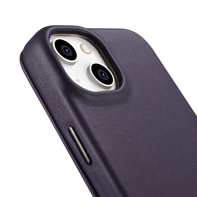 Чохол iCarer CE Premium Leather Folio Case для iPhone 14 Plus Dark Purple with MagSafe (WMI14220715-DP)