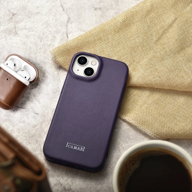 Чохол iCarer CE Premium Leather Folio Case для iPhone 14 Plus Dark Purple with MagSafe (WMI14220715-DP)