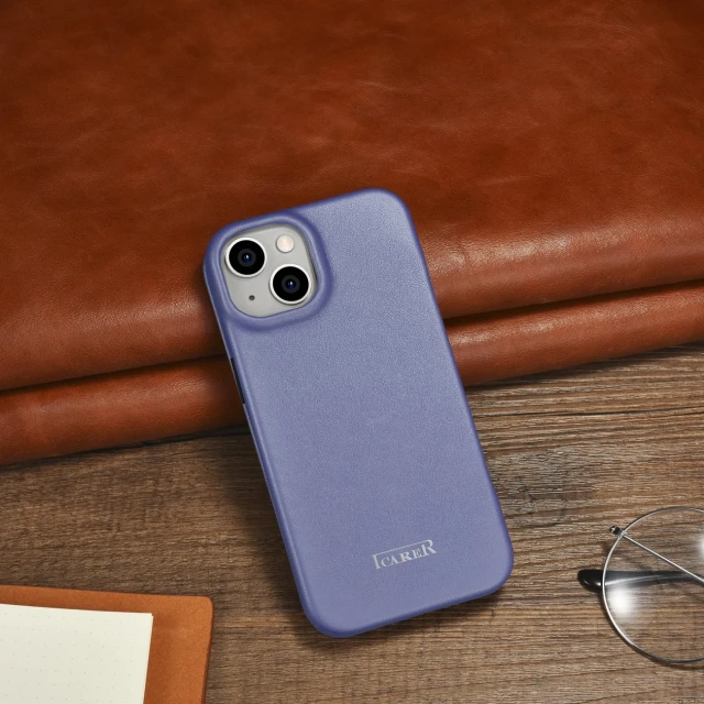 Чохол iCarer CE Premium Leather Folio Case для iPhone 14 Plus Light Purple with MagSafe (WMI14220715-LP)