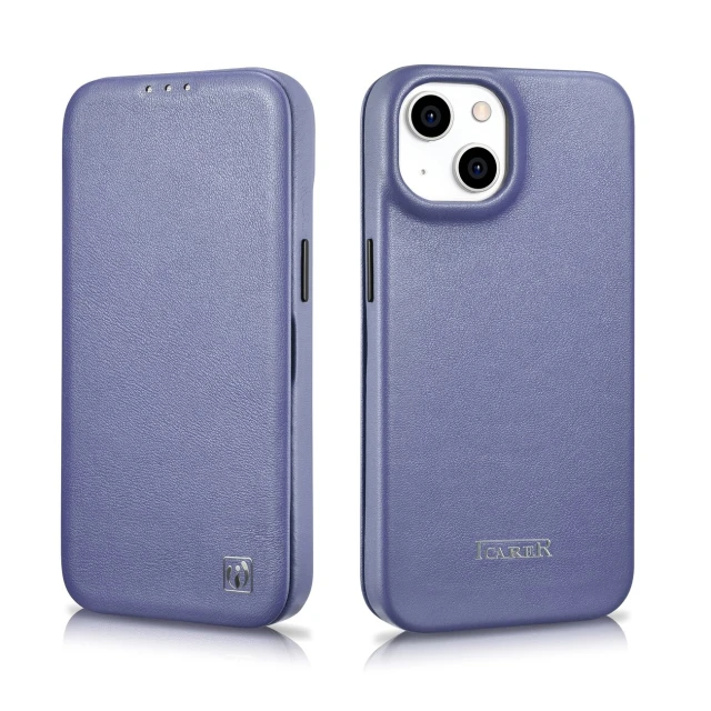 Чохол iCarer CE Premium Leather Folio Case для iPhone 14 Plus Light Purple with MagSafe (WMI14220715-LP)