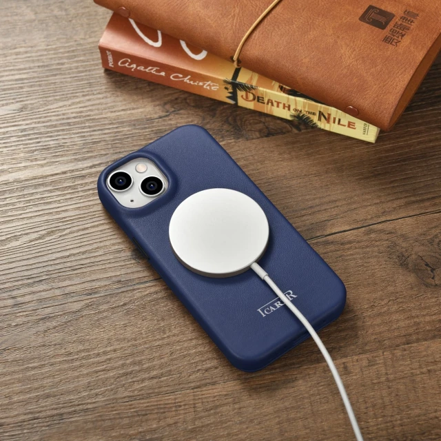 Чохол iCarer CE Premium Leather Folio Case для iPhone 14 Plus Blue with MagSafe (WMI14220715-BU)
