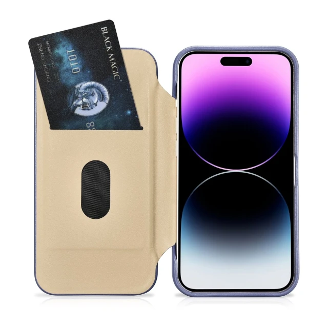 Чохол iCarer CE Premium Leather Folio Case для iPhone 14 Pro Max Light Purple with MagSafe (WMI14220716-LP)