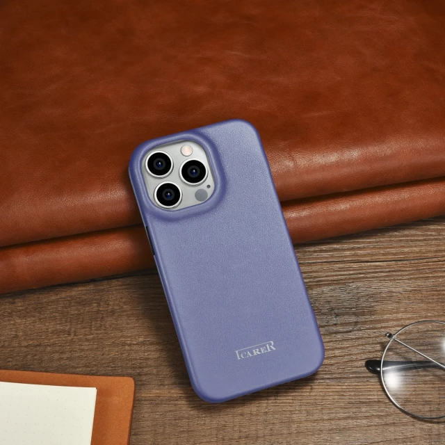Чохол iCarer CE Premium Leather Folio Case для iPhone 14 Pro Max Light Purple with MagSafe (WMI14220716-LP)
