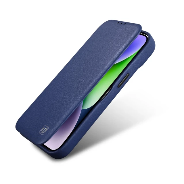Чохол iCarer CE Premium Leather Folio Case для iPhone 14 Pro Max Blue with MagSafe (WMI14220716-BU)