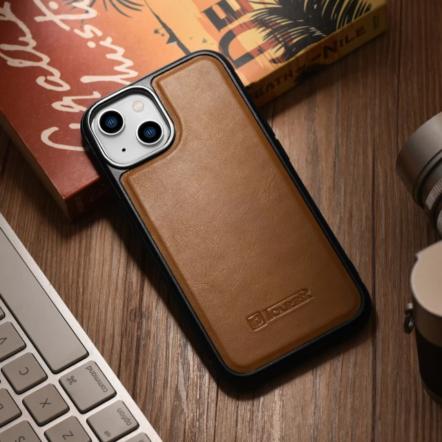 Чохол iCarer Leather Oil Wax Case для iPhone 14 | 13 Brown with MagSafe (WMI14220717-TN)