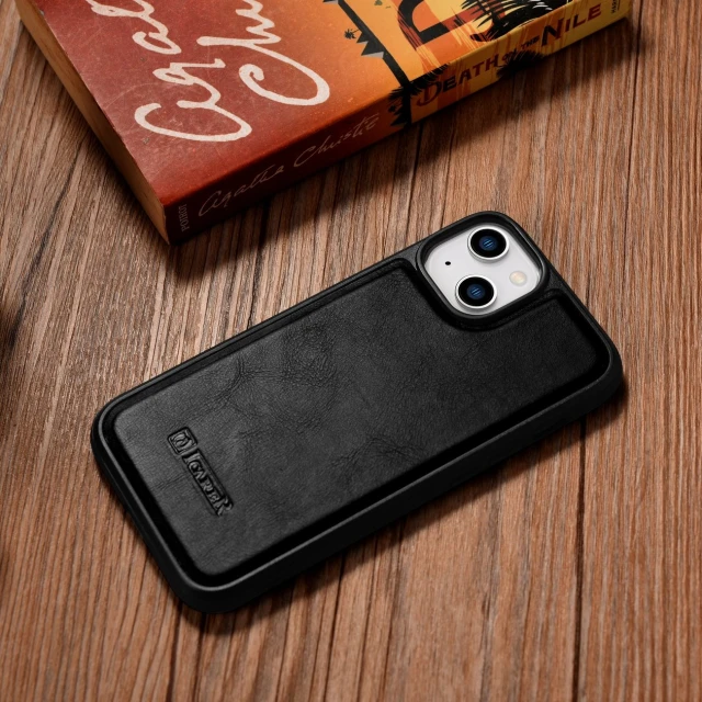 Чохол iCarer Leather Oil Wax Case для iPhone 14 Plus Black with MagSafe (WMI14220719-BK)