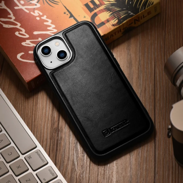 Чохол iCarer Leather Oil Wax Case для iPhone 14 Plus Black with MagSafe (WMI14220719-BK)