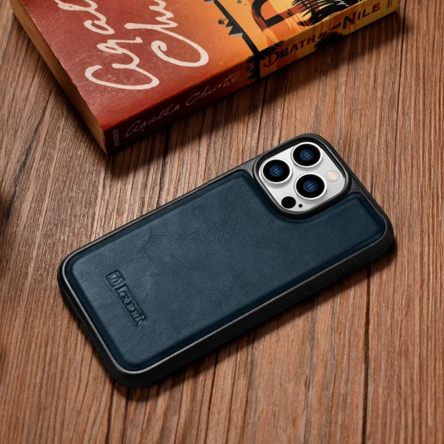 Чохол iCarer Leather Oil Wax Case для iPhone 14 Pro Max Blue with MagSafe (WMI14220720-BU)