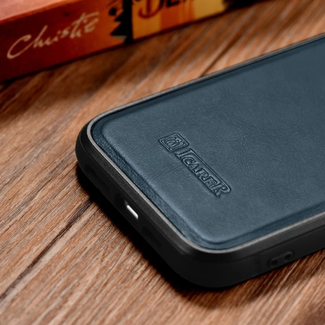 Чохол iCarer Leather Oil Wax Case для iPhone 14 Pro Max Blue with MagSafe (WMI14220720-BU)