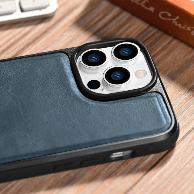 Чохол iCarer Leather Oil Wax Case для iPhone 14 Pro Max Blue with MagSafe (WMI14220720-BU)