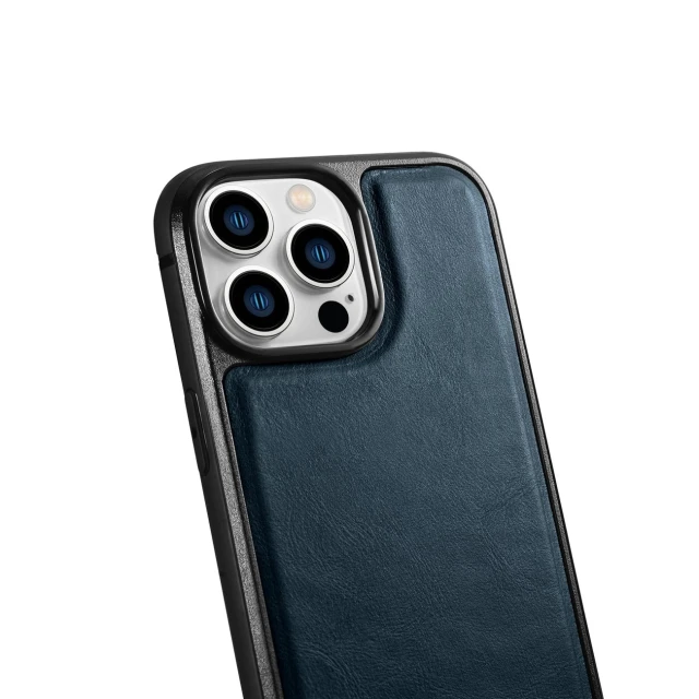 Чохол iCarer Leather Oil Wax Case для iPhone 14 Pro Max Blue with MagSafe (WMI14220720-BU)