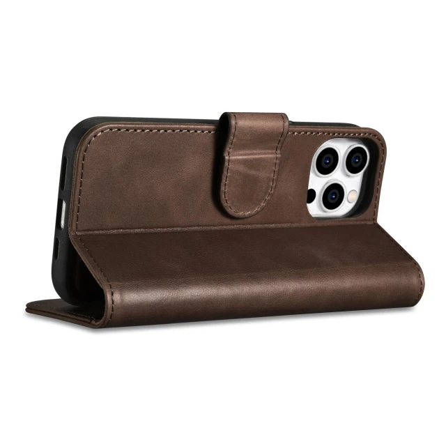 Чохол iCarer Oil Wax Wallet Case 2in1 для iPhone 14 Pro Anti-RFID Brown (WMI14220722-BN)