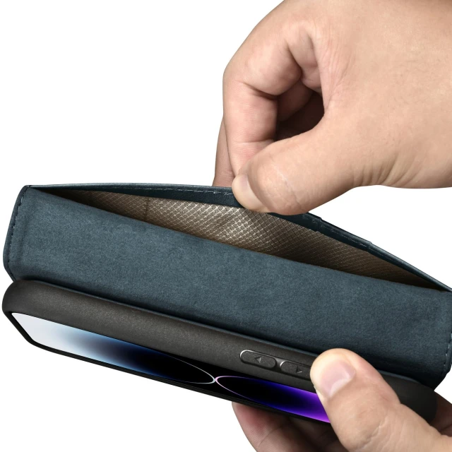 Чохол iCarer Oil Wax Wallet Case 2in1 для iPhone 14 Pro Anti-RFID Blue (WMI14220722-BU)