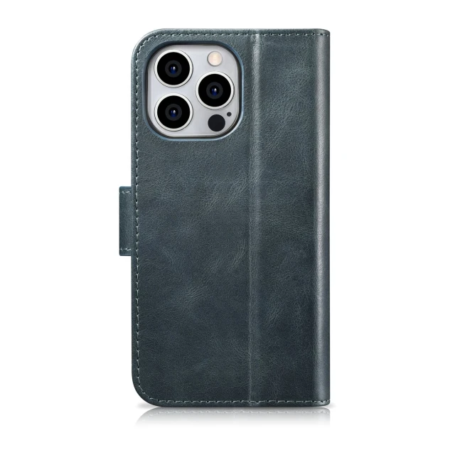 Чохол iCarer Oil Wax Wallet Case 2in1 для iPhone 14 Pro Anti-RFID Blue (WMI14220722-BU)