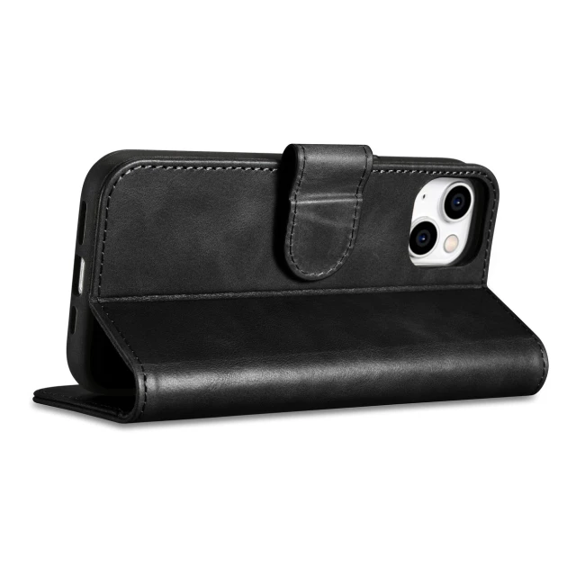 Чохол iCarer Oil Wax Wallet Case 2in1 для iPhone 14 Plus Anti-RFID Black (WMI14220723-BK)