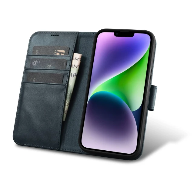 Чохол iCarer Oil Wax Wallet Case 2in1 для iPhone 14 Plus Anti-RFID Blue (WMI14220723-BU)