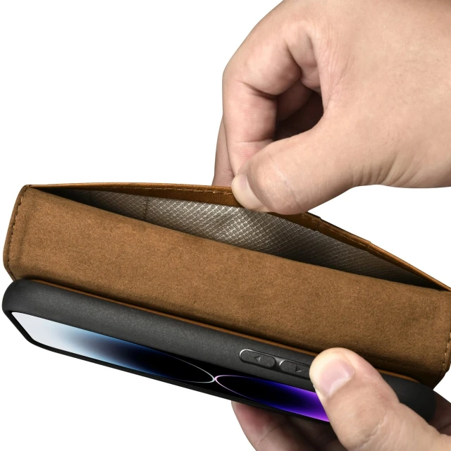 Чохол iCarer Oil Wax Wallet Case 2in1 для iPhone 14 Pro Max Anti-RFID Brown (WMI14220724-TN)