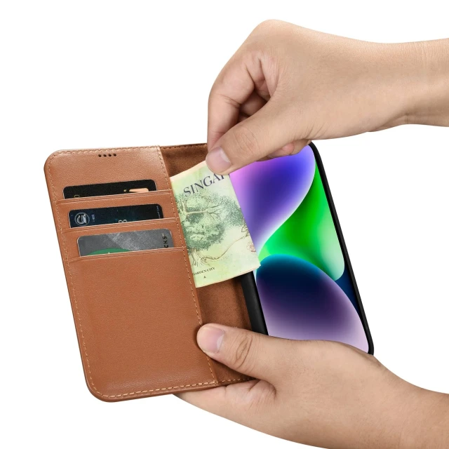 Чохол iCarer Wallet Case 2in1 для iPhone 14 | 13 Anti-RFID Brown (WMI14220725-BN)