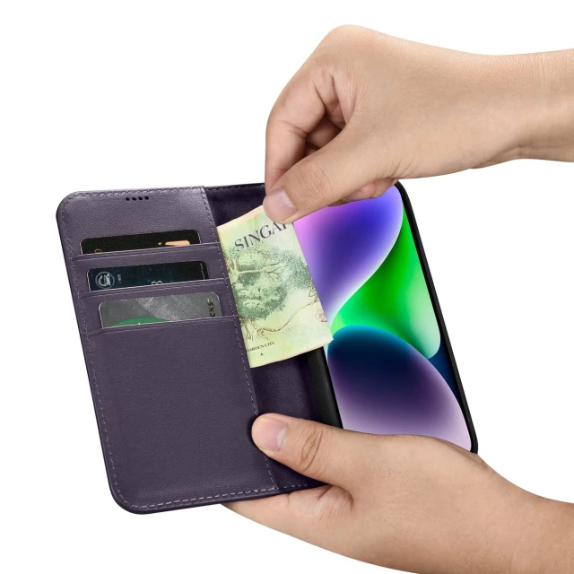Чохол iCarer Wallet Case 2in1 для iPhone 14 | 13 Anti-RFID Dark Purple (WMI14220725-DP)