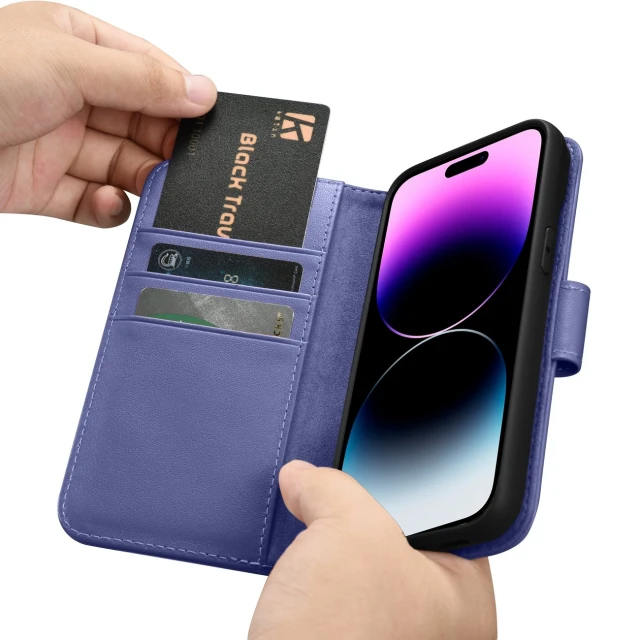 Чохол iCarer Wallet Case 2in1 для iPhone 14 Pro Anti-RFID Light Purple (WMI14220726-LP)