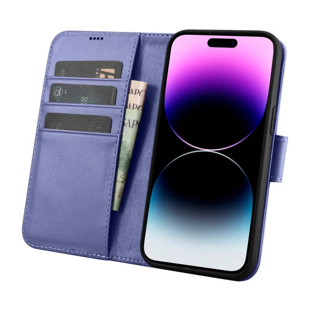 Чохол iCarer Wallet Case 2in1 для iPhone 14 Pro Anti-RFID Light Purple (WMI14220726-LP)