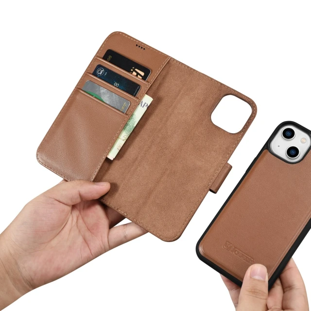 Чохол iCarer Wallet Case 2in1 для iPhone 14 Plus Anti-RFID Brown (WMI14220727-BN)