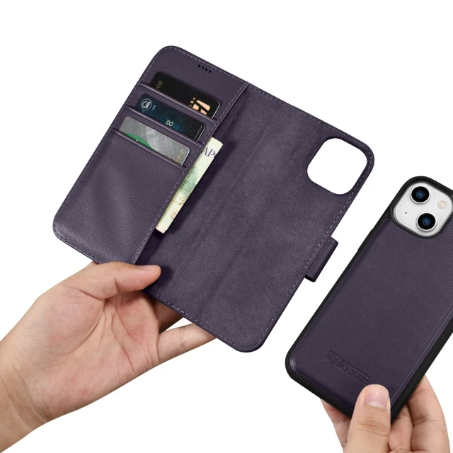Чохол iCarer Wallet Case 2in1 для iPhone 14 Plus Anti-RFID Dark Purple (WMI14220727-DP)