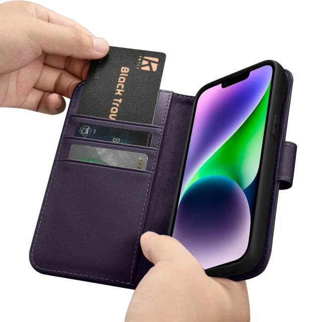 Чохол iCarer Wallet Case 2in1 для iPhone 14 Plus Anti-RFID Dark Purple (WMI14220727-DP)