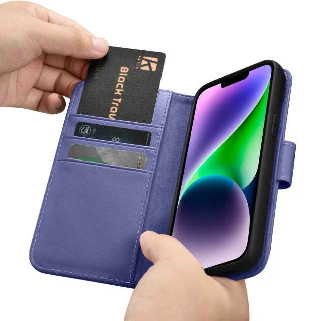 Чохол iCarer Wallet Case 2in1 для iPhone 14 Plus Anti-RFID Light Purple (WMI14220727-LP)