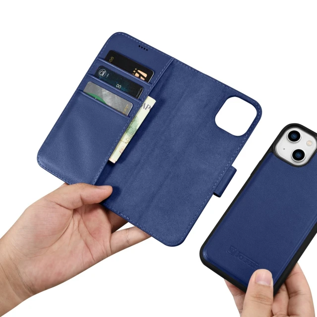 Чохол iCarer Wallet Case 2in1 для iPhone 14 Plus Anti-RFID Blue (WMI14220727-BU)
