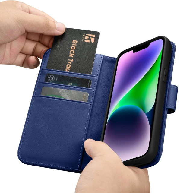 Чохол iCarer Wallet Case 2in1 для iPhone 14 Plus Anti-RFID Blue (WMI14220727-BU)