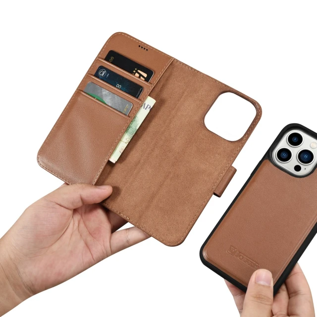 Чохол iCarer Wallet Case 2in1 для iPhone 14 Pro Max Anti-RFID Brown (WMI14220728-BN)