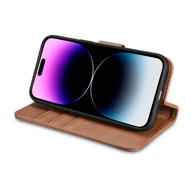 Чохол iCarer Wallet Case 2in1 для iPhone 14 Pro Max Anti-RFID Brown (WMI14220728-BN)