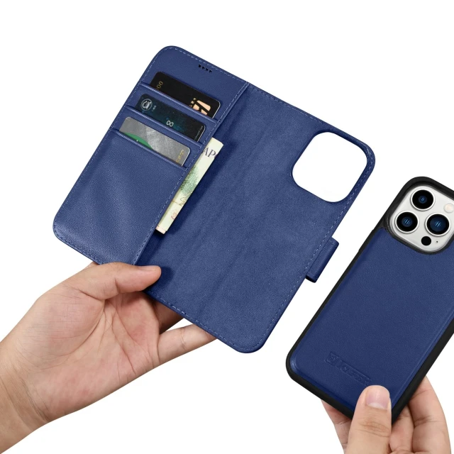 Чехол iCarer Wallet Case 2in1 для iPhone 14 Pro Max Anti-RFID Blue (WMI14220728-BU)