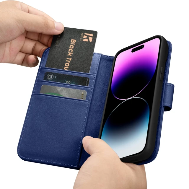 Чехол iCarer Wallet Case 2in1 для iPhone 14 Pro Max Anti-RFID Blue (WMI14220728-BU)