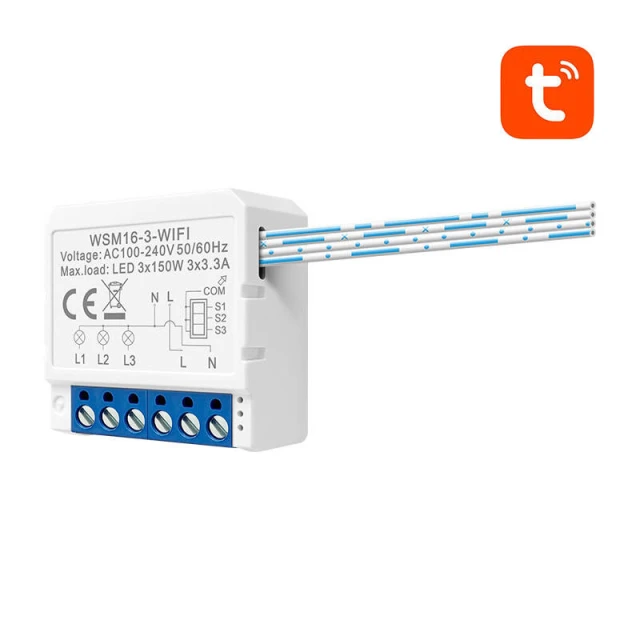 Реле Wi-Fi AVATTO WSM16-W3 Tuya 3-канальне (6976037360148)