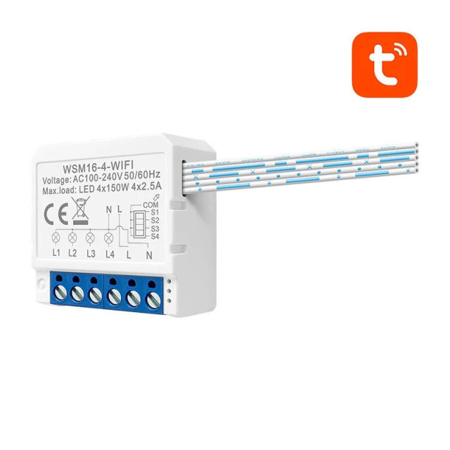 Вимикач дистанційний AVATTO WSM16-W4 Wi-Fi 4-канальний (6976037360155)