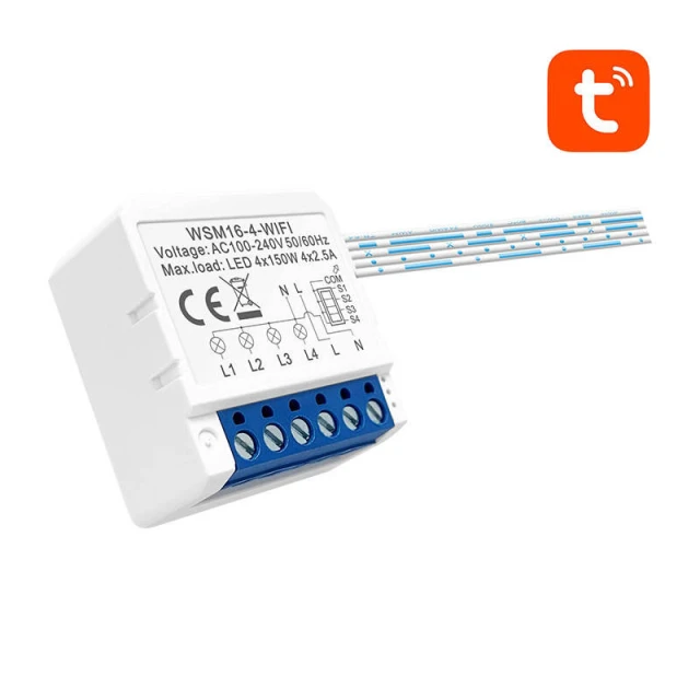 Вимикач дистанційний AVATTO WSM16-W4 Wi-Fi 4-канальний (6976037360155)