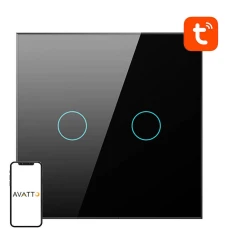 Вимикач світла Wi-Fi AVATTO TS02-EU-B2 2-кнопки Black (6976037360322)