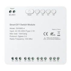 Модуль перемикача AVATTO ZWSMMD-4-250V Zigbee 4-канальний (ZWSMD-4-250V)