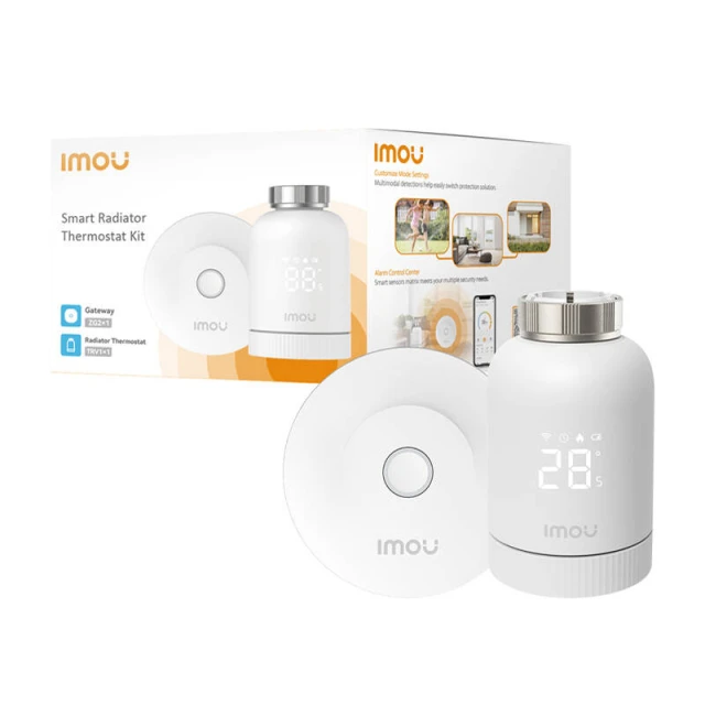 Набір термостатична головка ZigBee Imou KIT-TRV1-EU-2 з 6 адаптерами та шлюзом (6976391036826)
