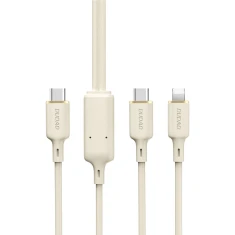 Кабель Dudao L7SF 2в1 USB-C - USB-C / Lightning 100W 1.2m Beige (6976625331062)