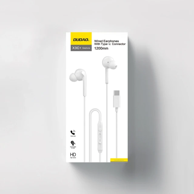 Навушники Dudao X3C+ дротові USB-C 1.2m White (X3C+ white)