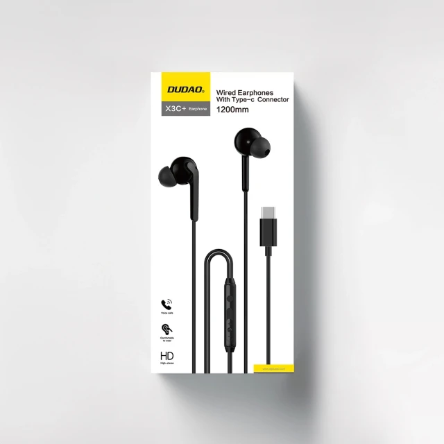 Навушники Dudao X3C+ USB-C 1.2m Black (X3C+ black)
