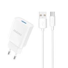 Зарядний пристрій Dudao A4EU USB-A 2.1A White + кабель USB-A - micro USB (6976625331970)