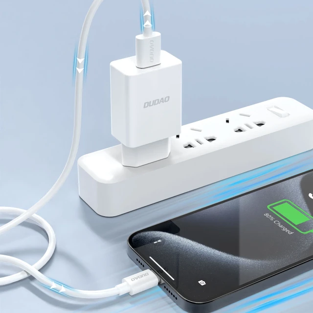 Зарядний пристрій Dudao A4EU USB-A 2.1A White + кабель USB-A - micro USB (6976625331970)